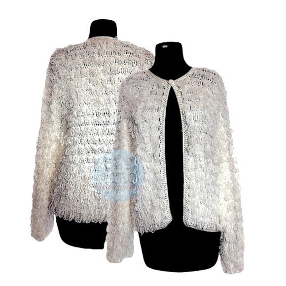 70s vtg Shag Knit Cardigan Sweater - Picture 1 of 10